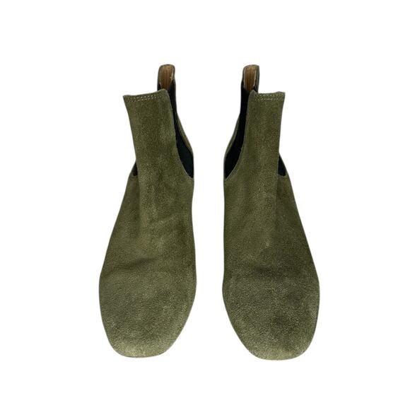 Madewell Chelsea Olive Green Suede Ankle Fall Booties Boots Block Heel Size 9.5 - Picture 5 of 11